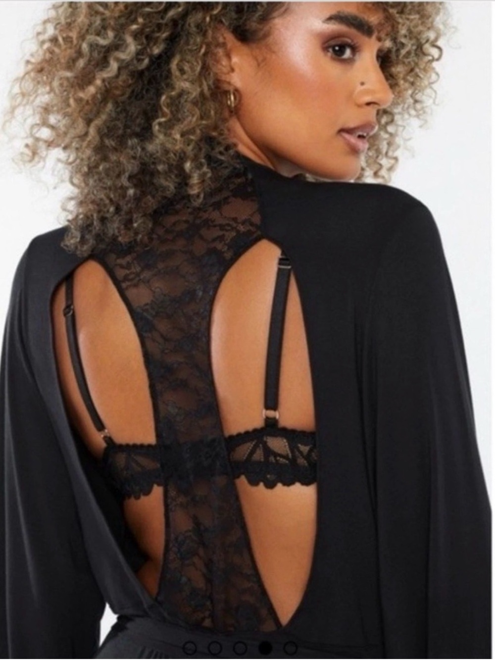 Savage X Fenty Black Lace-Back Robe